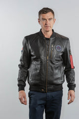Royal Air Force Flamingo Black Leather Jacket for Men