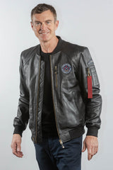 Royal Air Force Flamingo Black Leather Jacket for Men