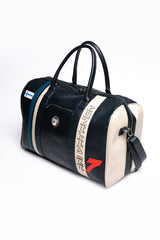 Sac de voyage en cuir Ari Vatanen Flying Finn 72h bleu marine