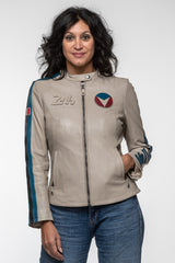 Blouson en cuir Michel Vaillant Gabrielle ecru Femme