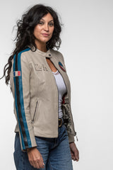 Blouson en cuir Michel Vaillant Gabrielle ecru Femme