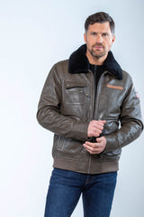 Blouson en cuir Steve McQueen Gavin army Homme