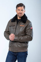 Blouson en cuir Steve McQueen Gavin army Homme