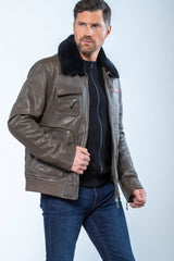 Blouson en cuir Steve McQueen Gavin army Homme