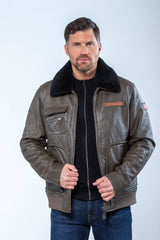Blouson en cuir Steve McQueen Gavin army Homme