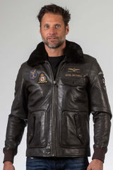 Blouson en cuir Royal Air Force Gibson marron foncé Homme