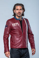 Steve McQueen Gus 5 Dark Red Leather Jacket for Men