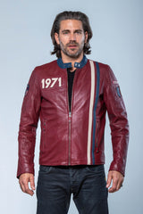 Steve McQueen Gus 5 Dark Red Leather Jacket for Men