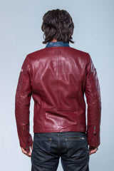 Steve McQueen Gus 5 Dark Red Leather Jacket for Men