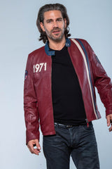 Steve McQueen Gus 5 Dark Red Leather Jacket for Men