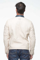 Blouson en cuir Steve McQueen Gus ecru Homme