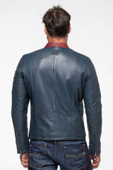 Steve McQueen Gus Royal Blue Leather Jacket Men