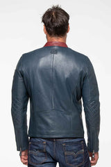 Blouson en cuir Steve McQueen Gus bleu royal Homme