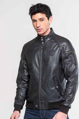 Blouson en cuir Steve McQueen Harry 3 noir Homme