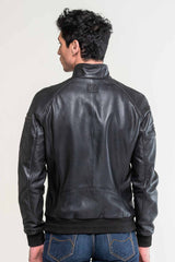 Blouson en cuir Steve McQueen Harry 3 noir Homme