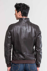 Blouson en cuir Steve McQueen Harry 3 marron foncé Homme