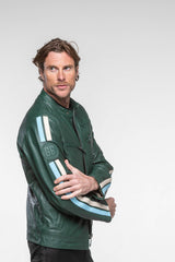 Blouson en cuir 24H Le Mans Hans vert vintage Homme