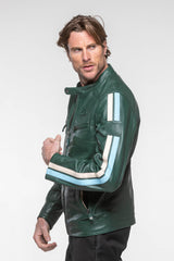 Blouson en cuir 24H Le Mans Hans vert vintage Homme