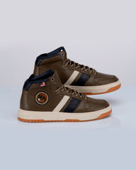 Baskets montantes en cuir Steve McQueen x 24h Le Mans Highbord kaki