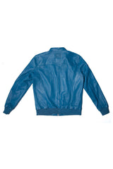 Men’s Alpine Jean leather jacket royal blue