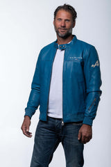 Blouson en cuir Alpine Jean bleu ocean Homme