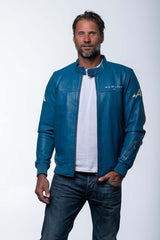 Men’s Alpine Jean leather jacket royal blue