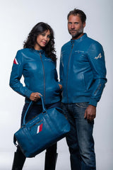 Men’s Alpine Jean leather jacket royal blue