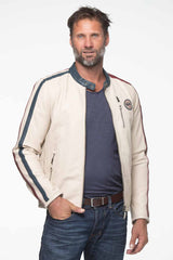 Steve McQueen Jesse ecru leather jacket Men