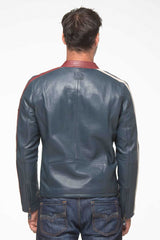 Blouson en cuir Steve McQueen Jesse bleu royal Homme