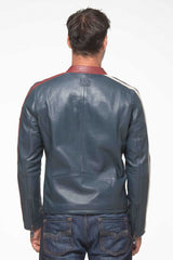 Steve McQueen Jesse Royal Blue Leather Jacket Men