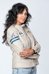 Blouson en cuir 24H Le Mans Julia ecru Femme