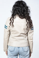 Blouson en cuir 24H Le Mans Julia ecru Femme
