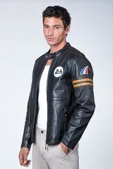 Blouson en cuir 24H Le Mans Karl noir Homme