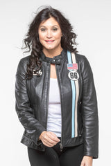 Blouson en cuir 24H Le Mans Katy noir Femme