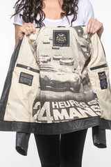 Blouson en cuir 24H Le Mans Adele noir Femme
