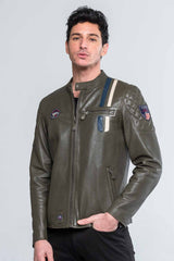 Steve McQueen Lenny 3 dark khaki leather jacket Men