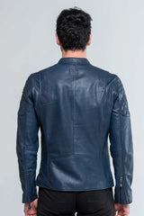 Steve McQueen Lenny 3 royal blue leather jacket Men