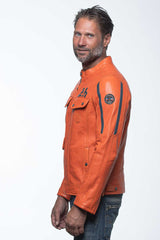 Blouson en cuir 24H Le Mans Lagache 4 orange Homme