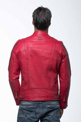 Blouson en cuir 24H Le Mans Lagache 4 rouge racing Homme