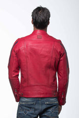 24H Le Mans Lagache 4 racing red leather jacket for Men