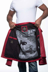 Blouson en cuir 24H Le Mans Lagache 4 rouge racing Homme