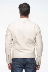 Blouson en cuir Steve McQueen Lenny 4 ecru Homme