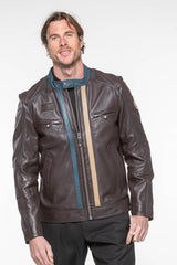 Blouson en cuir Steve McQueen Liam 2 Marron foncé Homme