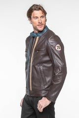 Blouson en cuir Steve McQueen Liam 2 Marron foncé Homme