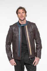 Blouson en cuir Steve McQueen Liam 2 Marron foncé Homme