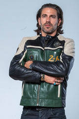 Blouson en cuir 24H Le Mans Lino vert Homme