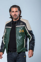 Blouson en cuir 24H Le Mans Lino vert Homme
