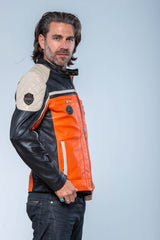 Blouson en cuir 24H Le Mans Lino orange Homme