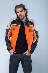 Blouson en cuir 24H Le Mans Lino orange Homme
