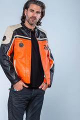 Blouson en cuir 24H Le Mans Lino orange Homme